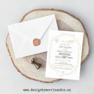 Gold Hex Wedding Invitation