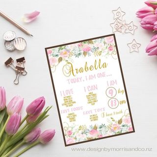 Gold and Pink Floral